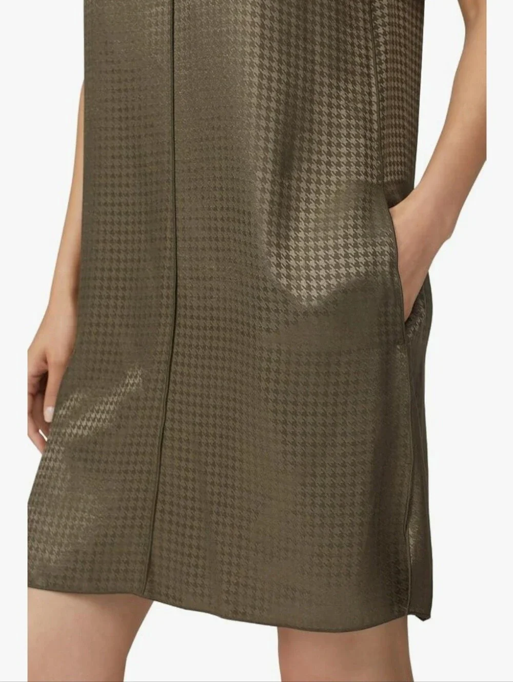 rag & bone Ali T-Shirt Dress Olive Green Houndstooth - Picture 3 of 11